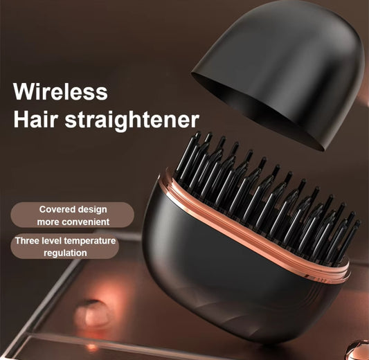 Mini Hair Straightening Comb Wireless Charging Portable Multifunctional Hair Care Styling Comb (Random Color)